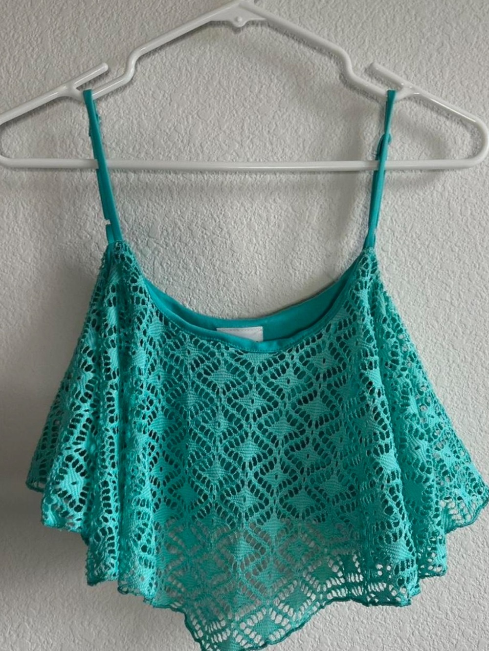 PacSun Teal Crochet Overlay Crop Top